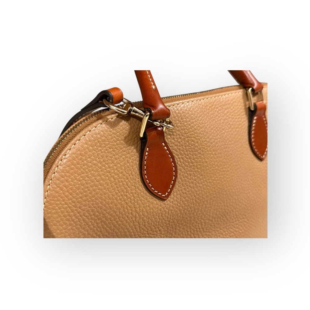 Dooney & Bourke Pebble Leather Zip Zip Satchel Caramel Brown - Picture 8 of 13